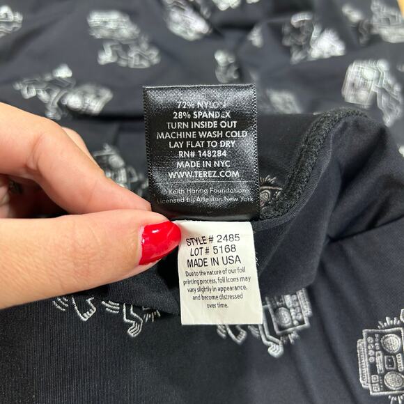 Keith Haring x Terez Black Leggings – Silver Robot Print – Size XS - Picture 4 of 7